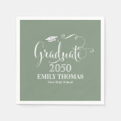 卒業ミニマルモダンリストモタルボードグリーン スタンダードカクテルナプキン (正面)