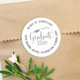 卒業ミニマルモダンリストモタルボードブラック ラウンドシール