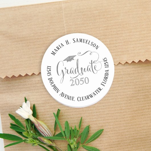 卒業ミニマルモダンリストモタルボードブラック ラウンドシール