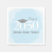 卒業ミニマルモダンリストモタルボードブルー スタンダードカクテルナプキン (正面)