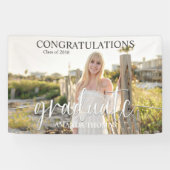 卒業ミニマル写真エレガントシンプルスクリプト 横断幕 (横)