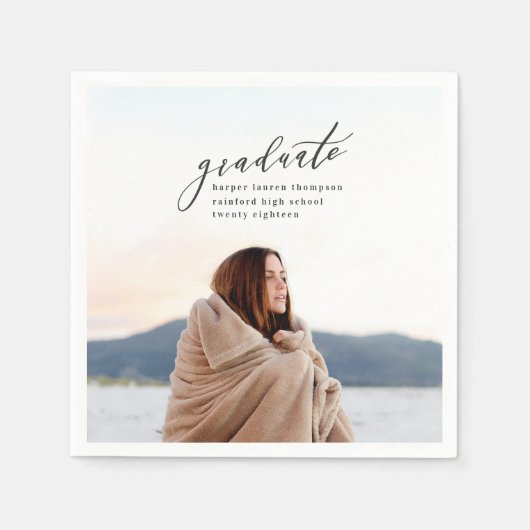 卒業ミニマル スタンダードカクテルナプキン (正面)
