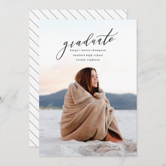 卒業ミニマル 案内状 (正面/裏面)