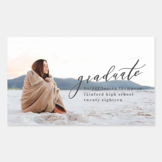 卒業ミニマル 長方形シール (正面)