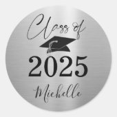 卒業メタリック銀文字クラス ラウンドシール (正面)