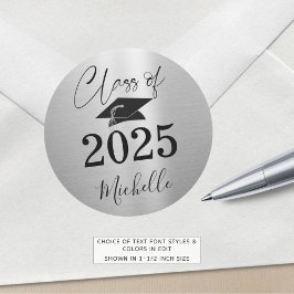 卒業メタリック銀文字クラス ラウンドシール