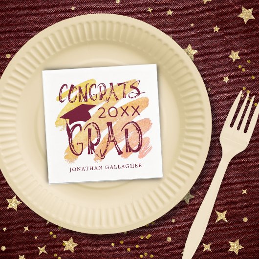 卒業モダンおめでとうグラッドキャップカスタムカラー スタンダードカクテルナプキン