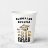 卒業モダンおめでとう学名ブラック金ゴールド 紙コップ (裏面)