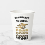 卒業モダンおめでとう学名ブラック金ゴールド 紙コップ (正面)