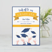 卒業モダンお洒落前の帽子 案内状 (スタンド正面)