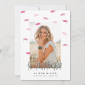 卒業モダンお祝いピンク 招待状 (正面)