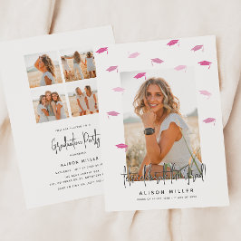 卒業モダンお祝いピンク 招待状