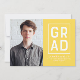 卒業モダンの告知黄色 案内状