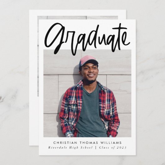 卒業モダンの脚本の数々の写真 案内状 (正面/裏面)