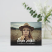 卒業モダンはっきりした写真 |グラッド名スクリプト 案内ポストカード (スタンド正面)