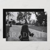 卒業モダンはっきりした発表 招待状 (正面/裏面)