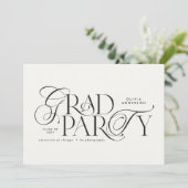 卒業モダンエレガントタイポグラフィ白黒 招待状 (スタンド正面)