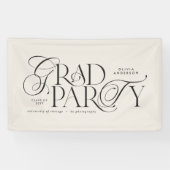 卒業モダンエレガントタイポグラフィ白黒 横断幕 (横)