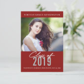 卒業モダンエレガント者 |赤い卒業写真 案内状 (スタンド正面)