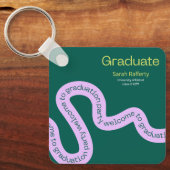 卒業モダンカラフルグリーンタイポグラフィ キーホルダー (正面)