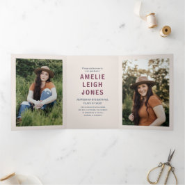 卒業モダンカラフル会 三つ折り招待状