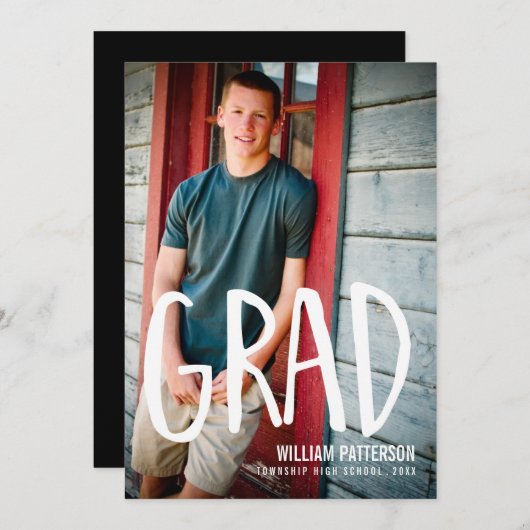 卒業モダンガイ写真卒業パーティー招待状 招待状 (正面/裏面)