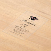 卒業モダンキャップエレガントピンクボウ卒業 アクリル招待状 (レイダウン)