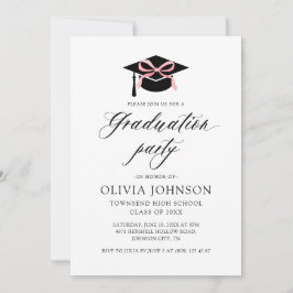 卒業モダンキャップエレガントピンクボウ卒業 招待状