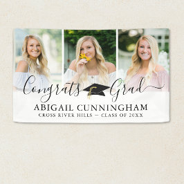 卒業モダンキャップスクリプト3 Photo Collage 横断幕