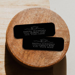 卒業モダンキャップラインアート差出人住所 ラベル