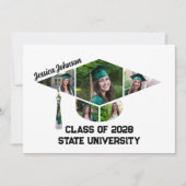 卒業モダンキャップ形状写真コラージュパーティー 招待状 (正面)