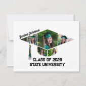 卒業モダンキャップ形状写真コラージュ サンキューカード (正面)