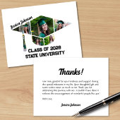 卒業モダンキャップ形状写真コラージュ サンキューカード