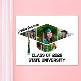 卒業モダンキャップ形状写真コラージュ ポスター