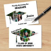 卒業モダンキャップ形状写真コラージュ 案内状