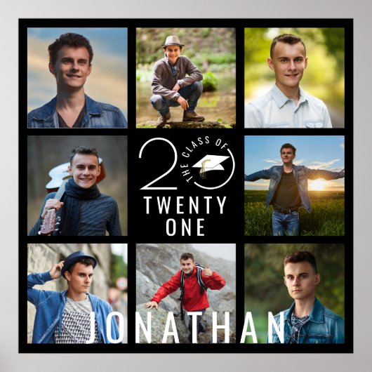 卒業モダンクラス年8写真コラージュ名 ポスター (正面)