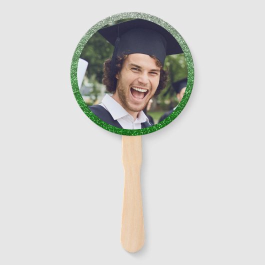 卒業モダングリーンと金ゴールド大学院写真 ハンドファン (裏面)