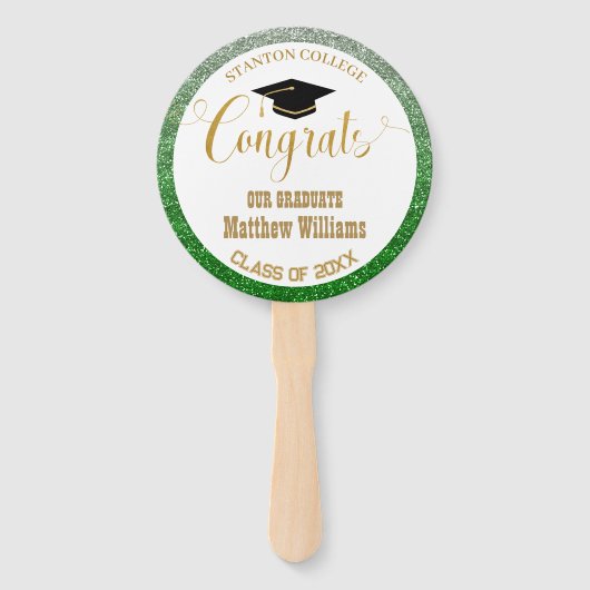 卒業モダングリーンと金ゴールド大学院写真 ハンドファン (正面)