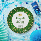 卒業モダングリーン金ゴールドスターズハンドレット ペーパープレート (パーティー)