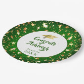 卒業モダングリーン金ゴールドスターズハンドレット ペーパープレート (アングル)