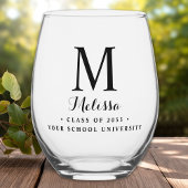 卒業モダンシンプルカスタムモノグラム卒業 ステムなしワイングラス