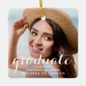 卒業モダンシンプルカスタム2写真卒業 セラミックオーナメント (正面)