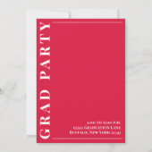 卒業モダンシンプル写真最小主義レッド 招待状 (裏面)