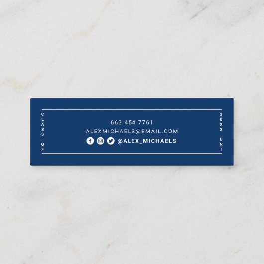 卒業モダンシンプル名票の青クラス コーリングカード (裏面)