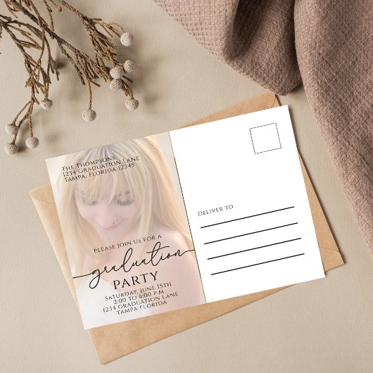 卒業モダンシンプル金ゴールドエレガント2枚 ポストカード