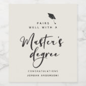 卒業モダンスクリプトおめでとうマスターの学位 ワインラベル (シングルラベル)