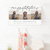 卒業モダンスクリプトおめでとう3写真 横断幕 (インサイチュ)