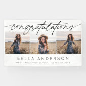 卒業モダンスクリプトおめでとう3写真 横断幕 (横)