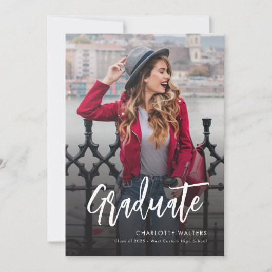 卒業モダンスクリプト写真の発表 案内状 (正面)