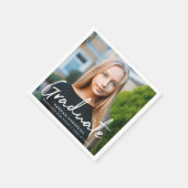 卒業モダンスクリプト卒業写真ナプキン スタンダードカクテルナプキン (角)